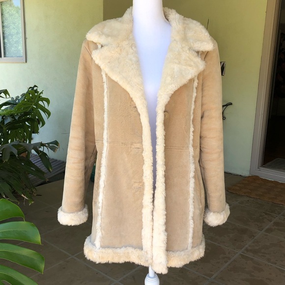 Wilsons Leather Jackets & Blazers - Wilsons Leather Maxima Tan Suede and Shearling Coat - Size L